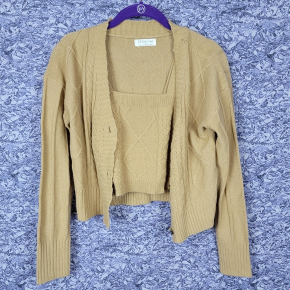 Tan Cropped Sweater Set - Picture 1 of 10